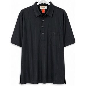 Vintage London Fog Polo‎ Shirt Mens Large Black Striped Y2K Deadstock NWT